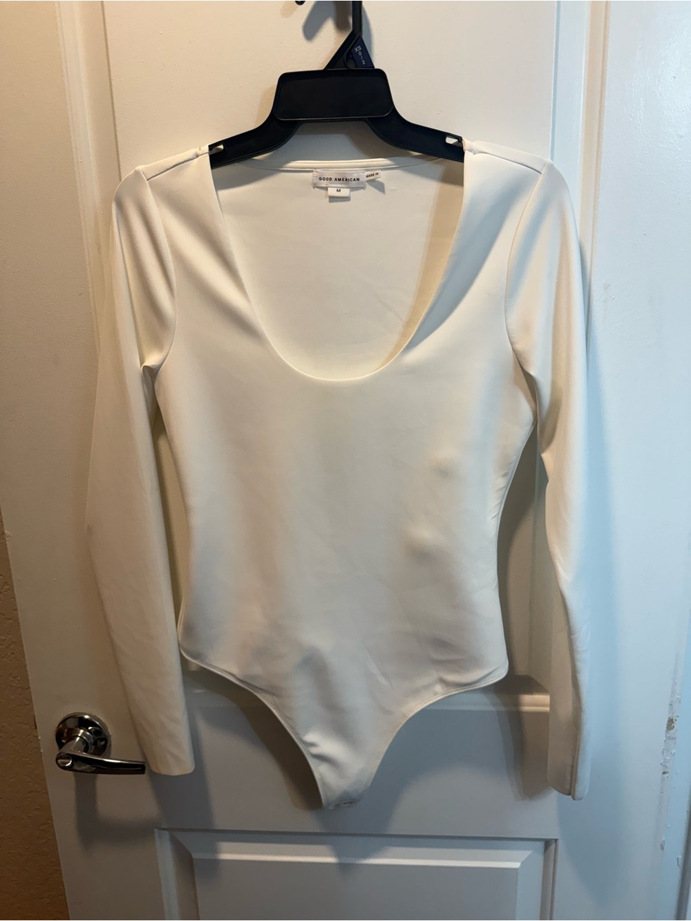 Good American White Long Sleeve Scoop Neck Bodysuit
